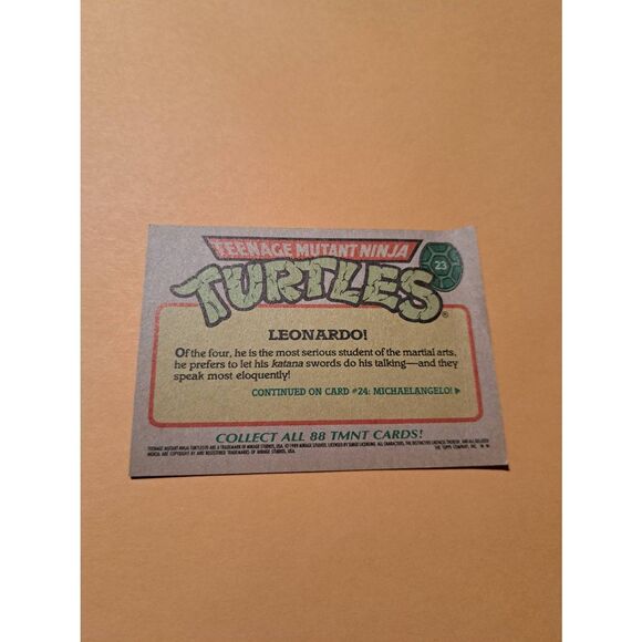 1989 Topps TMNT Leonardo Trading Card 23 Teenage Mutant Ninja Turtles - Picture 3 of 4